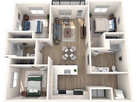 Motto Apartments in Marysville, Washington 3 Bedroom Floor Plan
